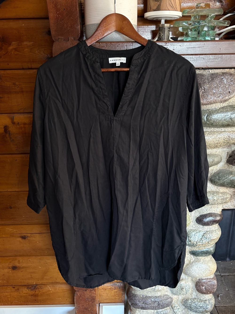 Aritzia Community 100% Lyocell Black Oversized Tunic Blouse S